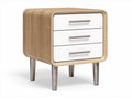 Wooden nightstand with three drawers and metal legs 45 x 40 x 45cm