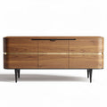 Wooden sideboard with storage drawers in walnut finish 120 x 40 x 60cm