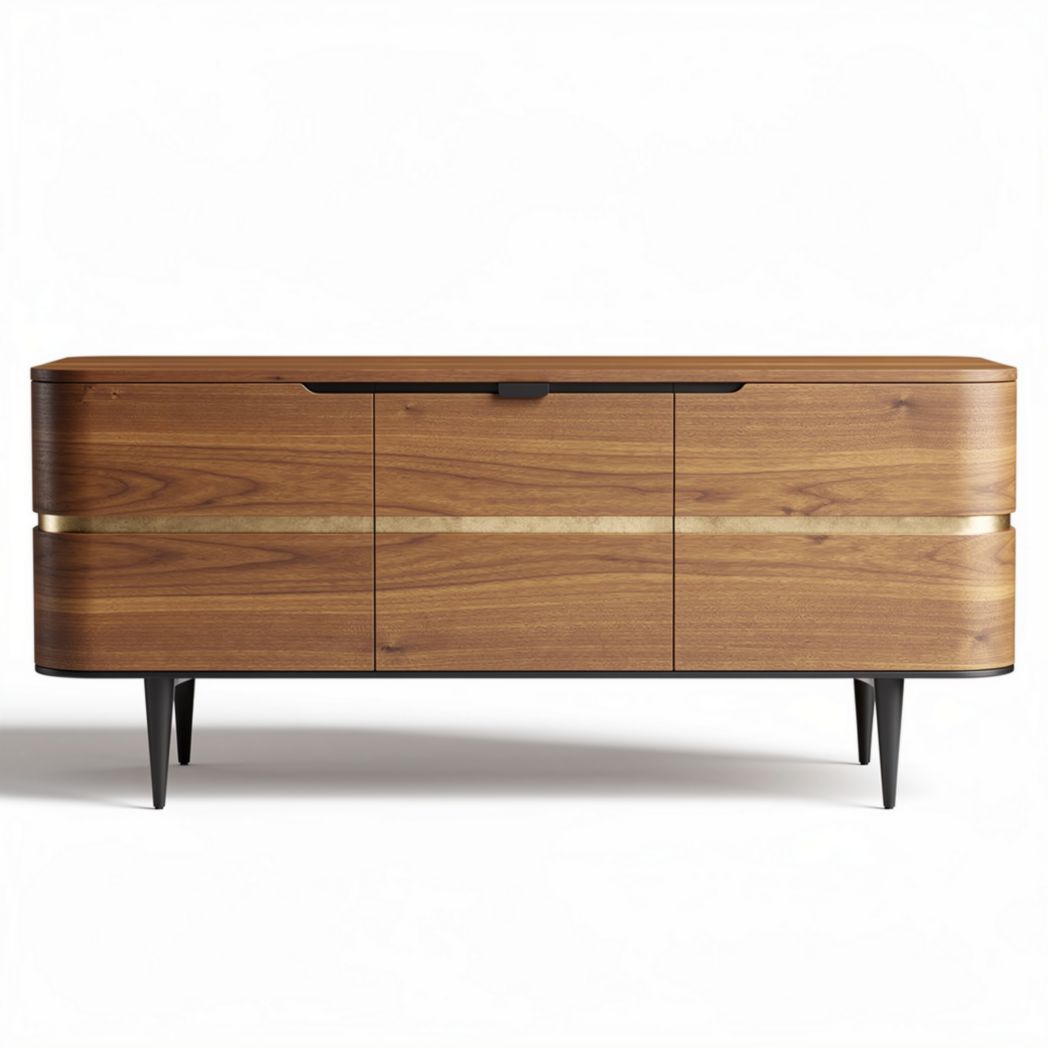 Wooden sideboard with storage drawers in walnut finish 120 x 40 x 60cm