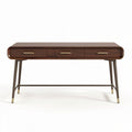 Wooden writing desk with two drawers in walnut finish 120 x 60 x 75cm