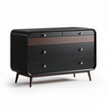 Modern black dresser with wood accents and four spacious drawers 150 x 40 x 80cm