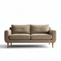 Fabric two-seater sofa in light brown with wooden legs 180 x 90 x 75cm
