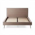 Fabric bed frame with wooden slat support and modern design 200 x 160 x 90cm