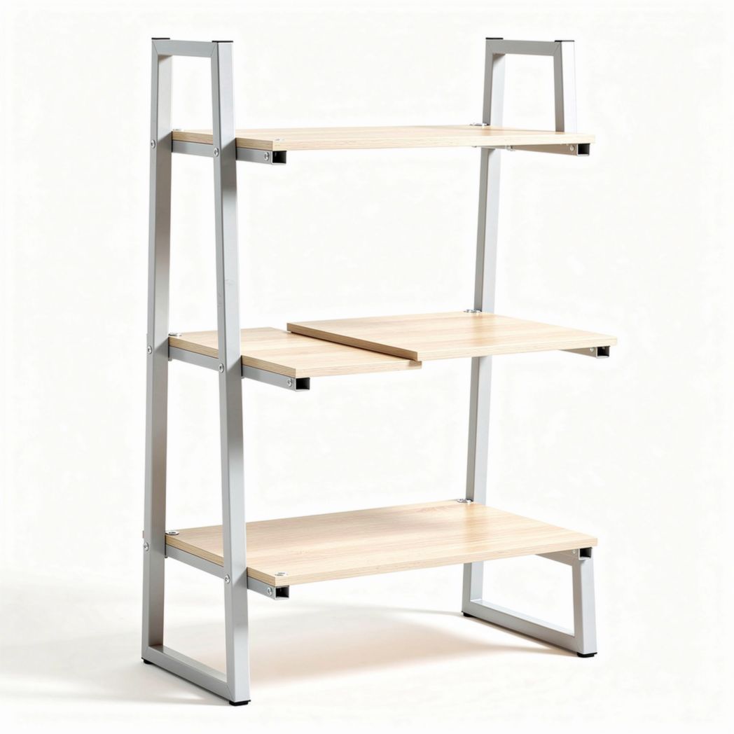 Wooden shelving unit with metal frame for home or office storage 80 x 50 x 120cm