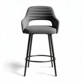 Bar stool with gray upholstered seat and black metal frame 45 x 45 x 95cm