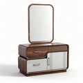Walnut wood dresser with mirror featuring two drawers and one cabinet