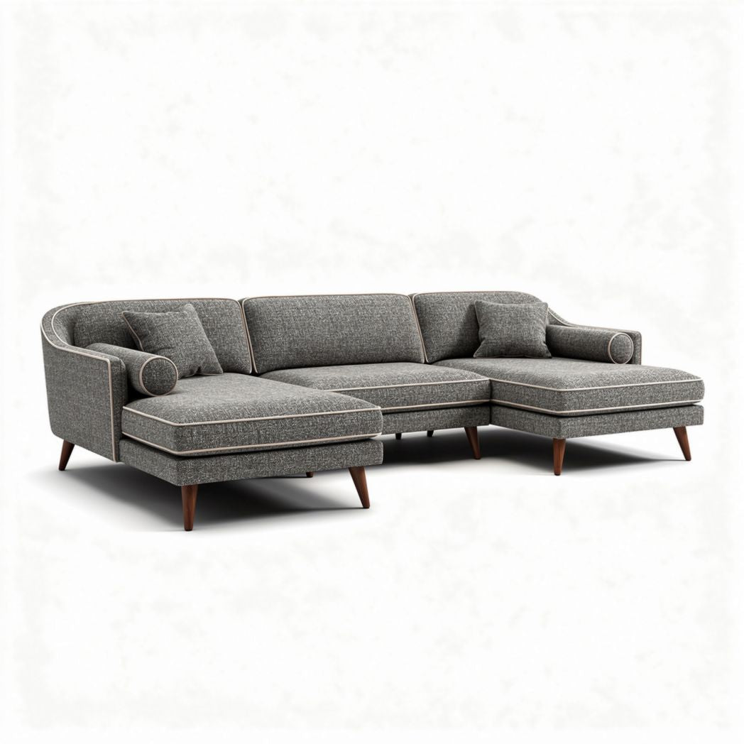 Sectional sofa with modern design in grey fabric 250 x 100 x 90cm